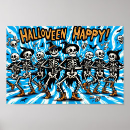 Affiche Happy Halloween Skeletons : Dancing Crew