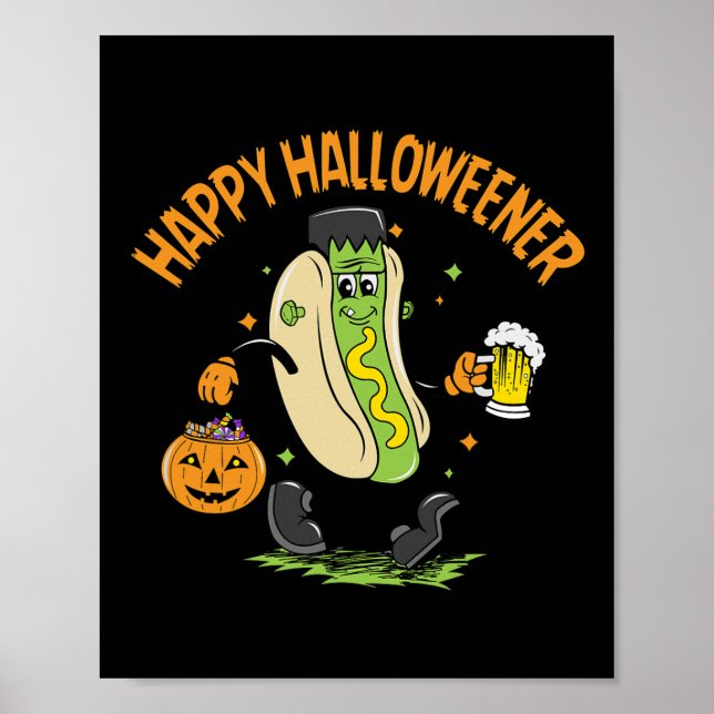 Affiche Happy Halloweener Cute Halloween Party Hot-dog Bee (Devant)