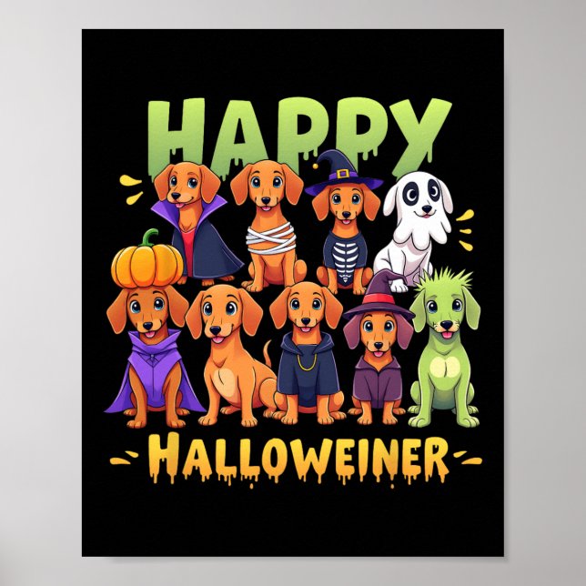 Affiche Happy Halloweiner Chien Propriétaires Drôle Hallow (Devant)