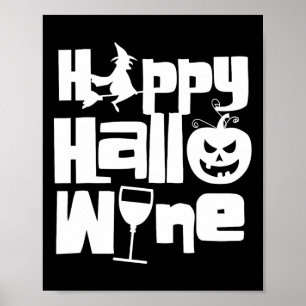 Affiche Happy Hallowine Funny Halloween Sorcière de nuit P