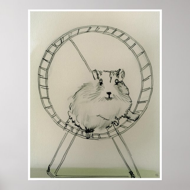 Affiche Happy Hamster Drawing - Art Print (Devant)