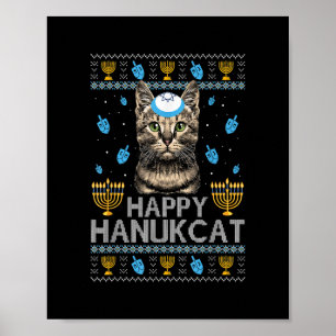 Affiche Happy Hanukcat Ugly Hanukkah Sweater Maine Coon Ca