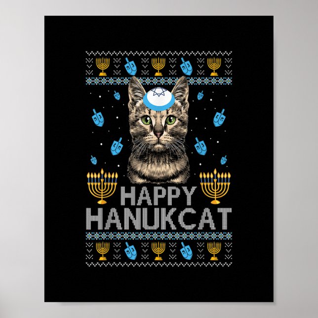 Affiche Happy Hanukcat Ugly Hanukkah Sweater Maine Coon Ca (Devant)