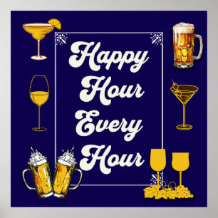 Affiche Happy Hour Chaque Heure Pub