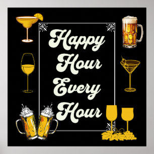 Affiche Happy Hour Chaque Heure Pub