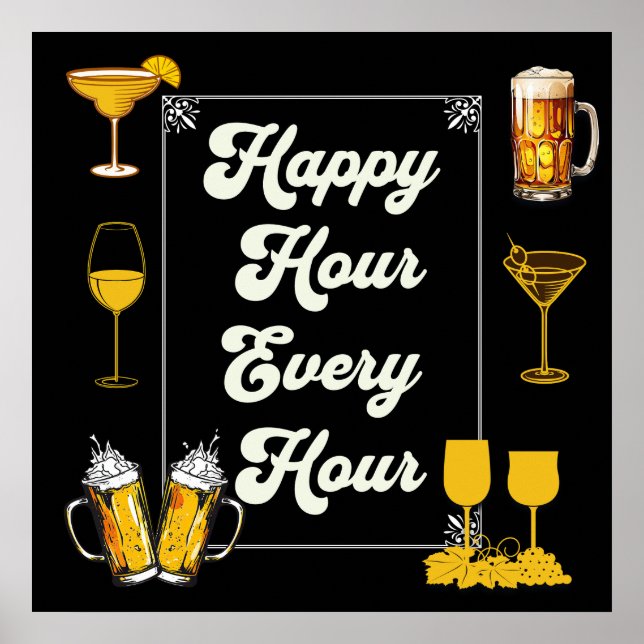 Affiche Happy Hour Chaque Heure Pub (Devant)