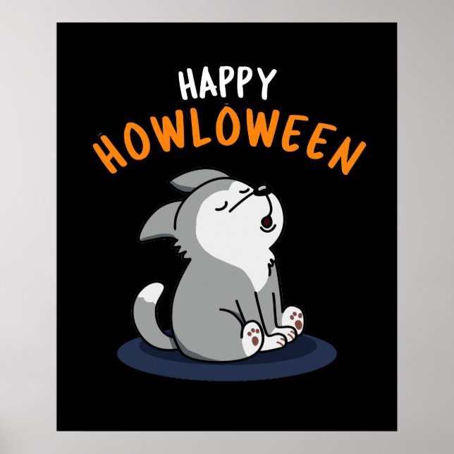 Affiche Happy Howloween Funny Chien Pun Dark BG (Devant)