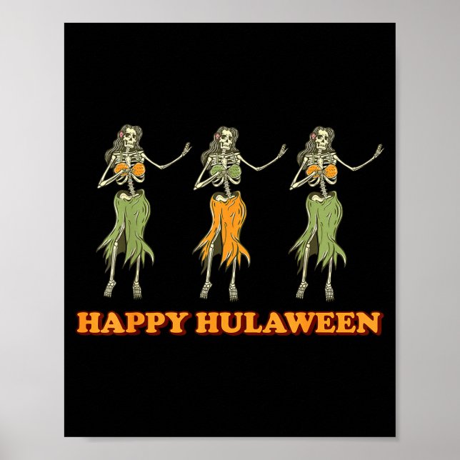 Affiche Happy Hulaween Hawaii Themed Halloween Skeleton Vi (Devant)
