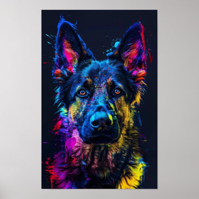 Affiche Happy Husky Cross avec Shepher Allemand à Haired C (Devant)