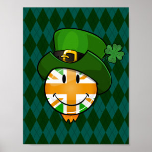 Affiche Happy irish Union Jack Flag in a Leprechaun Hat
