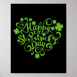 Affiche Happy Jour de la Saint Patrick Cute Heart Shamrock
