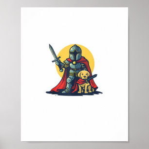Affiche Happy Knight avec chien pour adultes et enfants am
