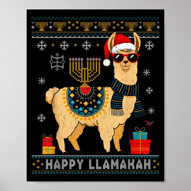 Affiche Happy Llamakah Funny Ugly Hanukkah Sweater Llama P (Devant)