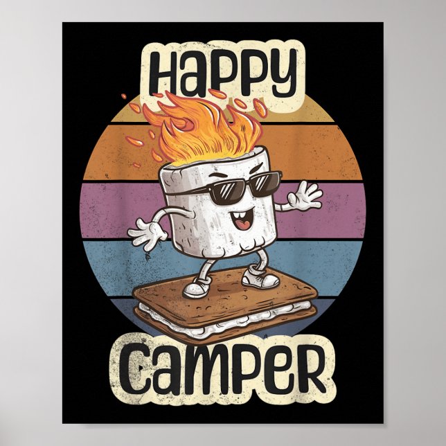 Affiche Happy Marshmallow Camper Cute Girls Camp d'enfants (Devant)