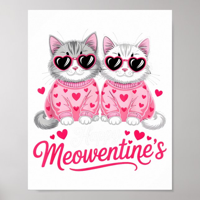 Affiche Happy Meowentine’s Cute Romantic Cats Couple Valen (Devant)