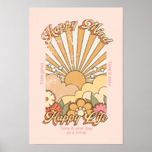 Affiche Happy Mind Happy Life Hippy Vibes Super