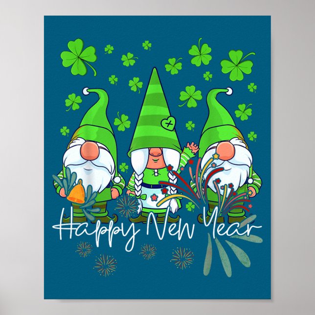 Affiche Happy New Year 2023 Gnomes Irish Patrick Day Famil (Devant)