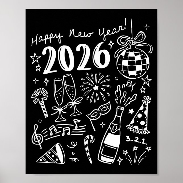 Affiche Happy New Year 2026 Bow Funny  (Devant)