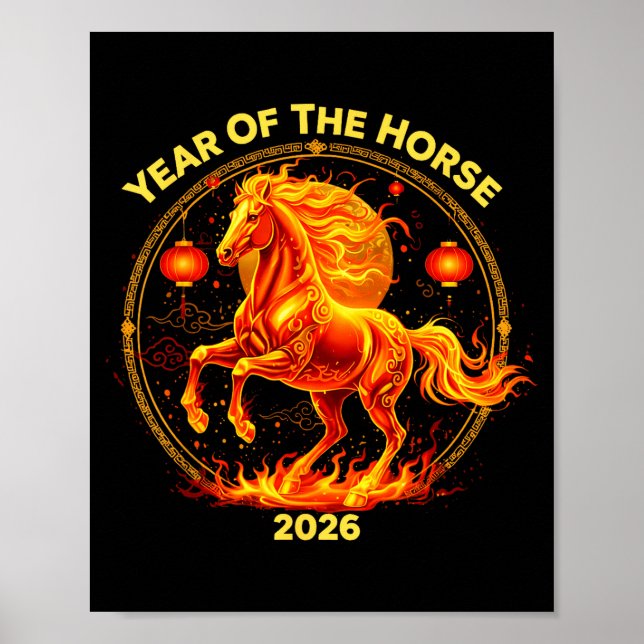 Affiche Happy New Year 2026 Chinese New Year Horse Zodiac  (Devant)