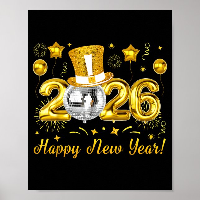 Affiche Happy New Year 2026 Countdown Party Balloons Firew (Devant)