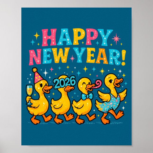 Affiche Happy New Year 2026 Cute Duck Party Gift Long Slee (Devant)