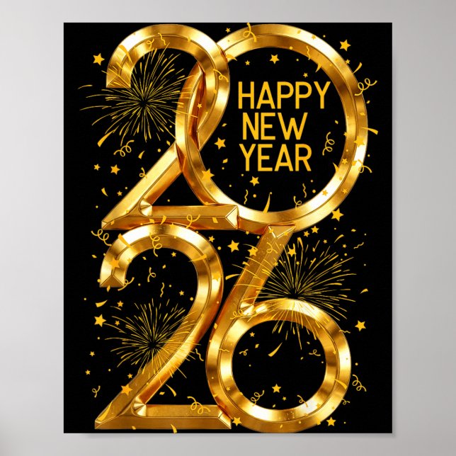 Affiche Happy New Year 2026 Fireworks New Year Eve's Nye P (Devant)