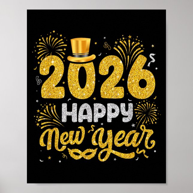 Affiche Happy New Year 2026 Fireworks New Years Eve Men Wo (Devant)