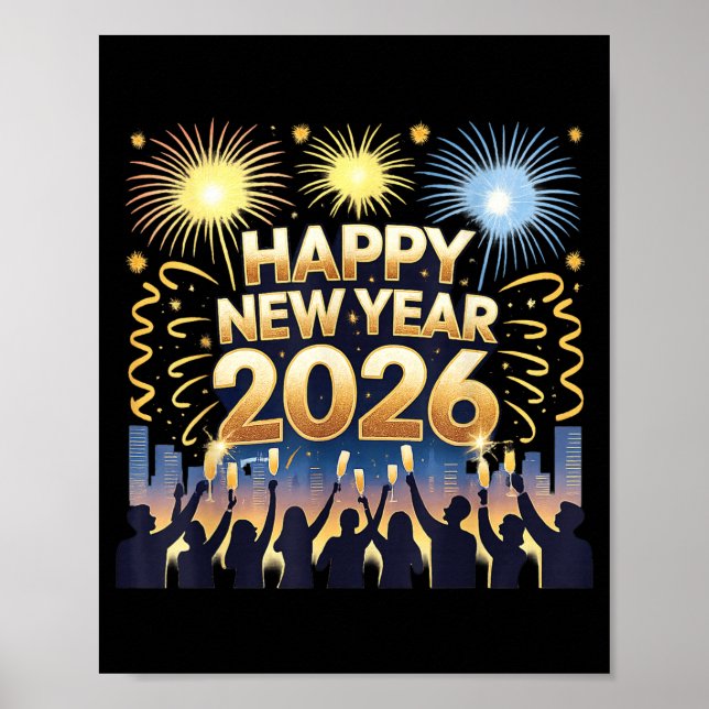 Affiche Happy New Year 2026 Fireworks Party Celebration  (Devant)