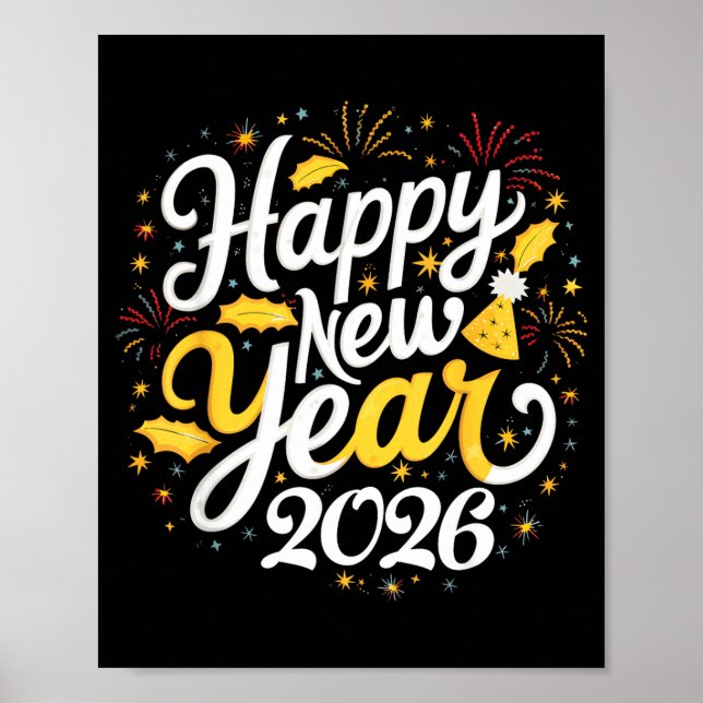 Affiche Happy New Year 2026 Fireworks Party Graphic Men Wo (Devant)