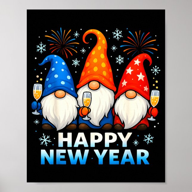 Affiche Happy New Year 2026 Gnomes Matching Family New Yea (Devant)