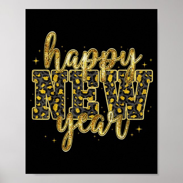 Affiche Happy New Year 2026 Gold Leopard Countdown Party F (Devant)