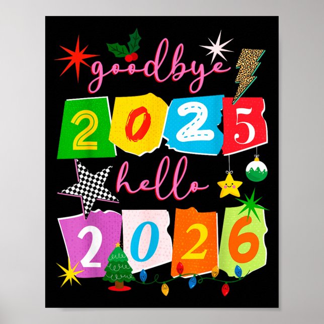 Affiche Happy New Year 2026 Goodbye 2025 Hello 2026  (Devant)