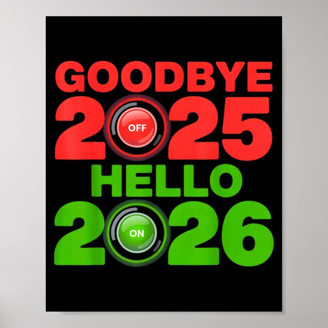 Affiche Happy New Year 2026 Goodbye 2025 Hello 2026  (Devant)