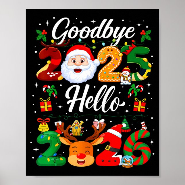 Affiche Happy New Year 2026 Goodbye 2025 Hello 2026  (Devant)