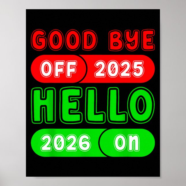 Affiche Happy New Year 2026 Goodbye 2025 Hello 2026 Matchi (Devant)