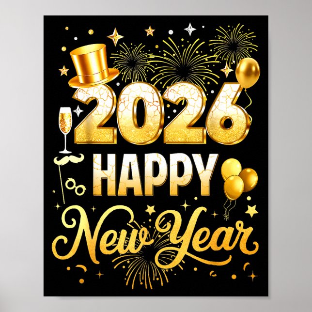 Affiche Happy New Year 2026 New Year Party Ballon Family M (Devant)