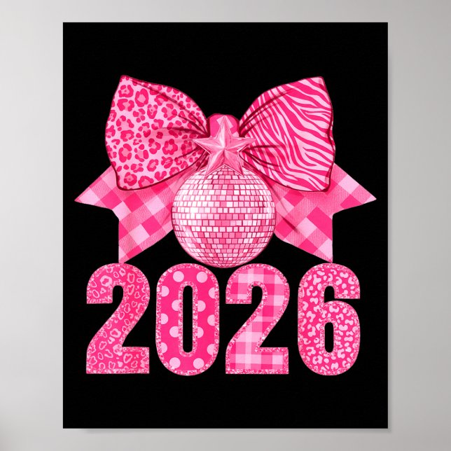 Affiche Happy New Year 2026 Nk Bow Patchwork Leopard Zebra (Devant)