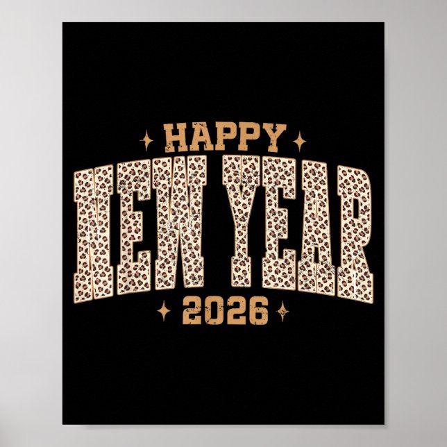 Affiche Happy New Year 2026 Retro Leopard New Years Eve Pa (Devant)