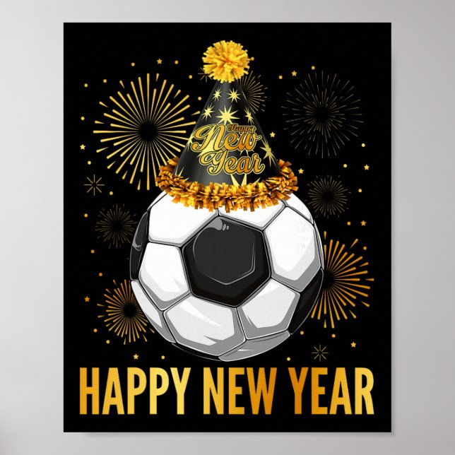 Affiche Happy New Year 2026 Soccer Party Hat New Years Eve (Devant)
