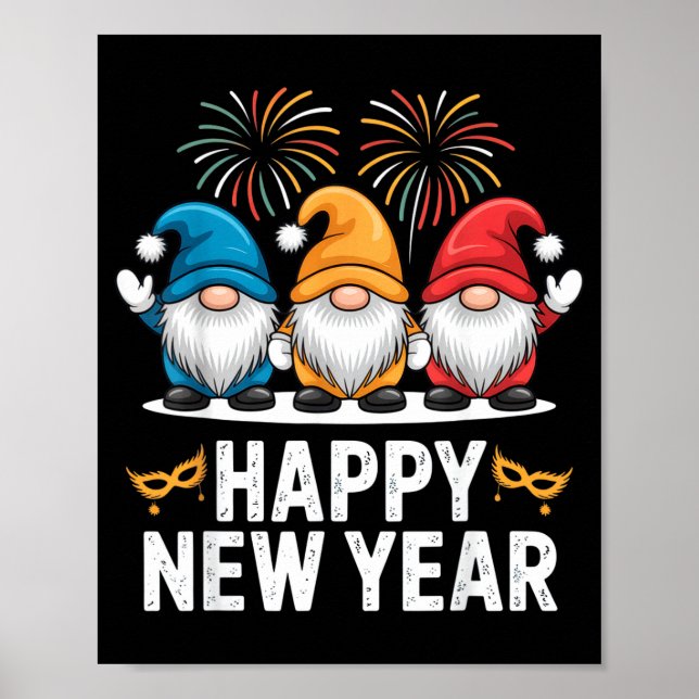 Affiche Happy New Year Gnomes For Party Lovers And Festive (Devant)