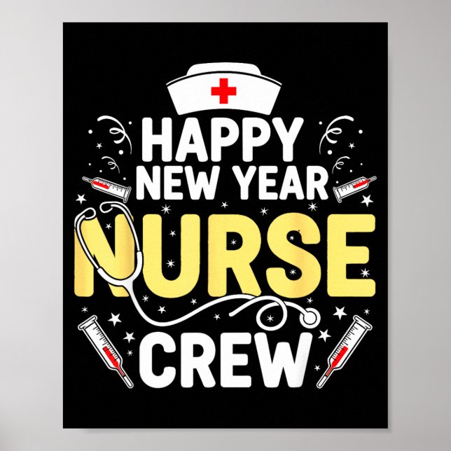Affiche Happy New Year Nurse Shirt, Fireworks Stethoscope  (Devant)