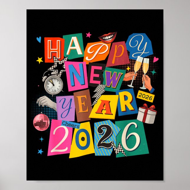 Affiche Happy New Year Party 2026 Ballon Family Matching M (Devant)