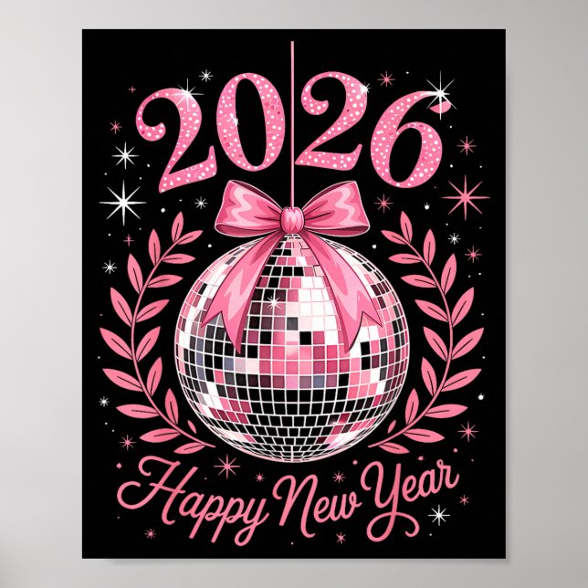 Affiche Happy New Year Party 2026 Funny Balloon Family Mat (Devant)