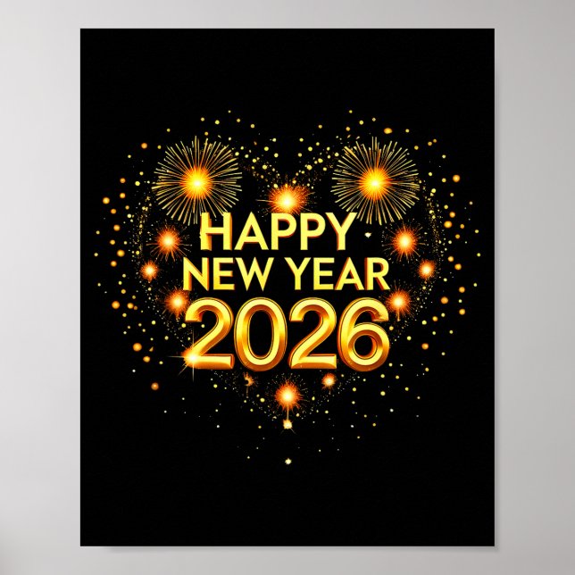 Affiche Happy New Year Party 2026 Funny Balloon Family Mat (Devant)