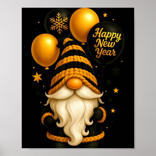 Affiche Happy New Year Party New Years Eve 2026 Gnome Love (Devant)