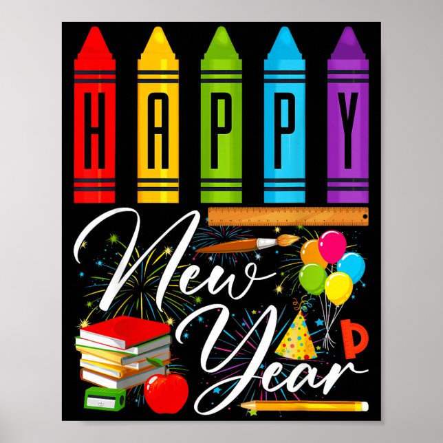 Affiche Happy New Year Teacher Fireworks New Years Eve Par (Devant)