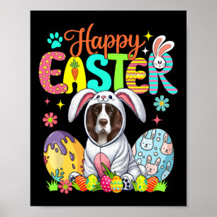 Affiche Happy Pâques Anglais Springer Spaniel Cosplay Bunn