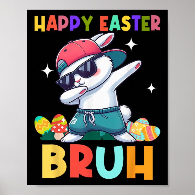 Affiche Happy Pâques Bruh Bunny Dab Rabbit Danse Garçons E (Devant)