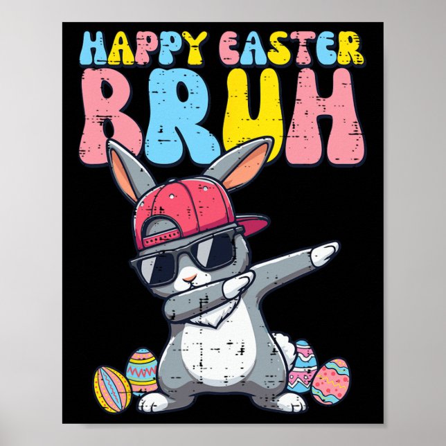 Affiche Happy Pâques Bruh Bunny Dab Rabbit Danse Garçons E (Devant)