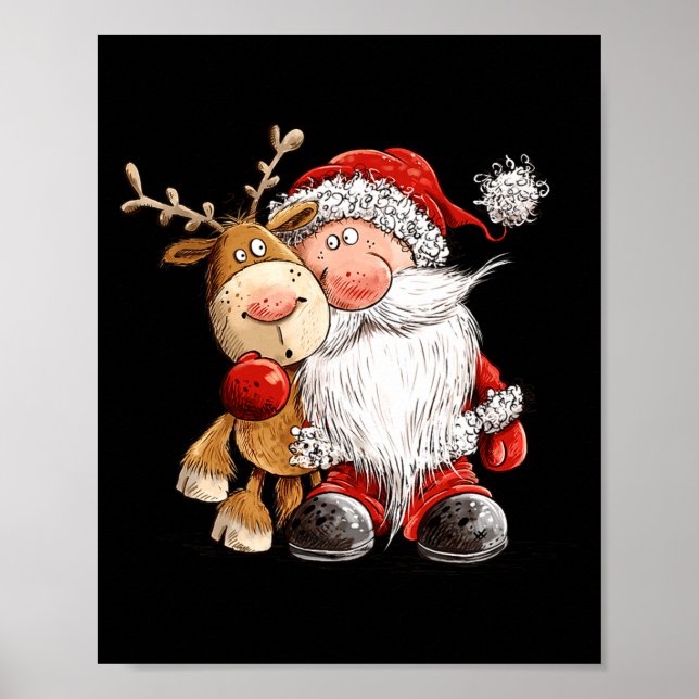 Affiche Happy Reindeer And Santa Christmas Illustration Pr (Devant)